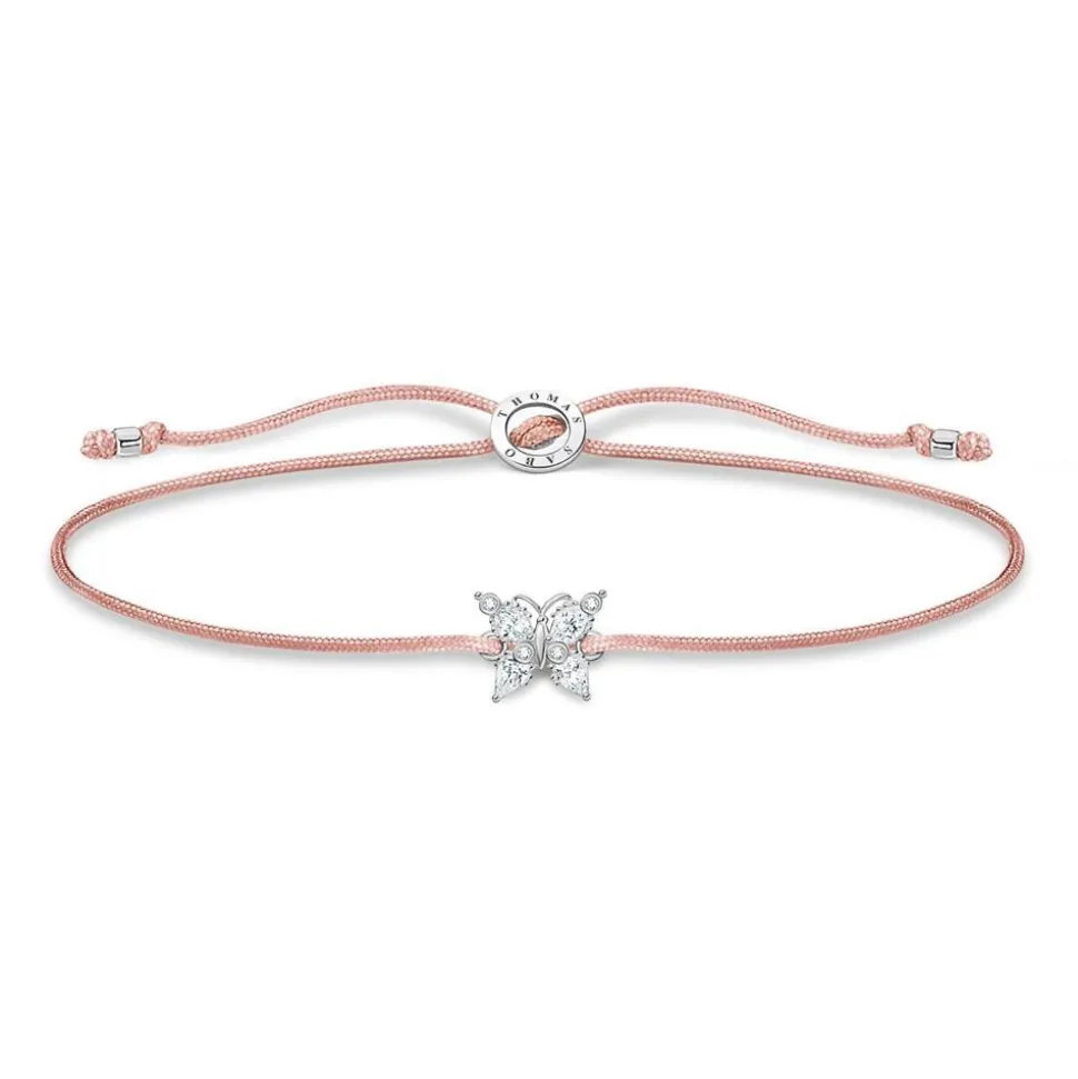 Textilarmband mit Schmetterlingsanhänger in rosa LS117-401-19