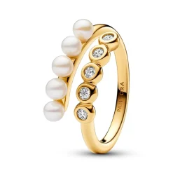 Timeless Damenring mit Perlen, Kristallen, IP Gold 163146C01