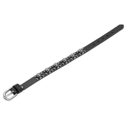 Totenkopf-Armband aus schwarzem Leder LB0344