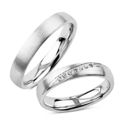 Trauringe aus gebürstetem Sterlingsilber, gravierbar R8599s