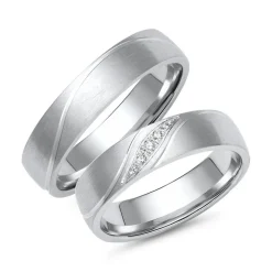 Trauringe aus Weißgold oder Platin mit 5 Brillanten ER0033s