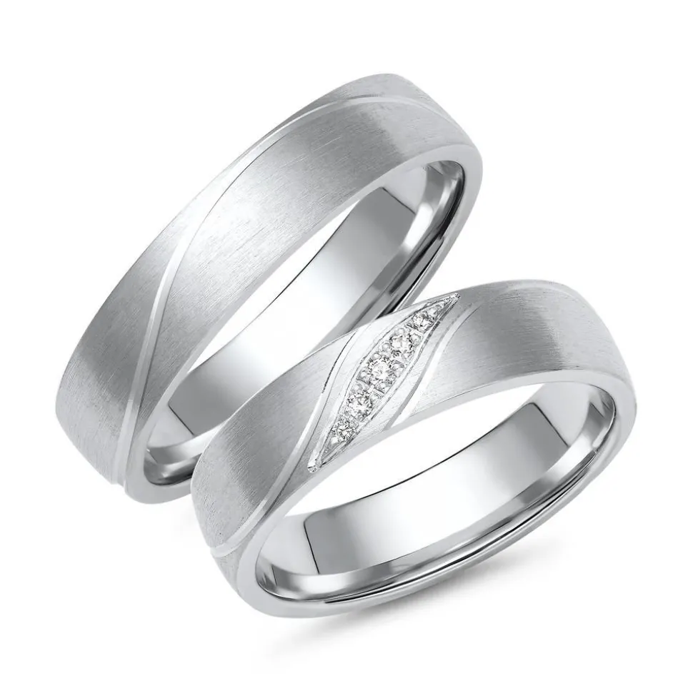 Trauringe aus Weißgold oder Platin mit 5 Brillanten ER0033s