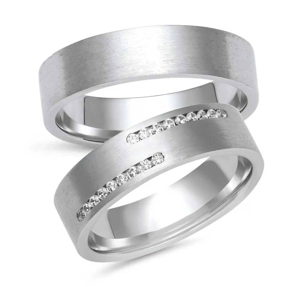 Trauringe aus Weißgold oder Platin mit 18 Diamanten ER0035s