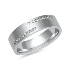 Trauringe aus Weißgold oder Platin mit 18 Diamanten ER0035s