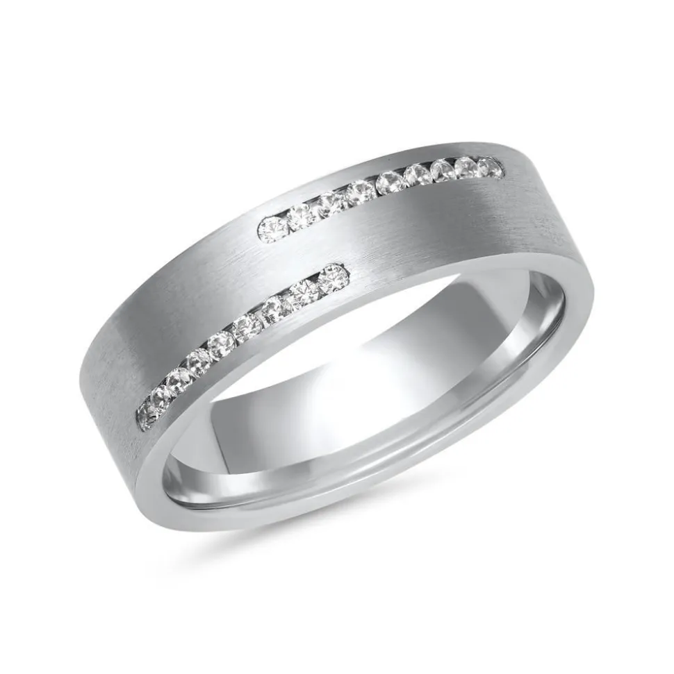 Trauringe aus Weißgold oder Platin mit 18 Diamanten ER0035s