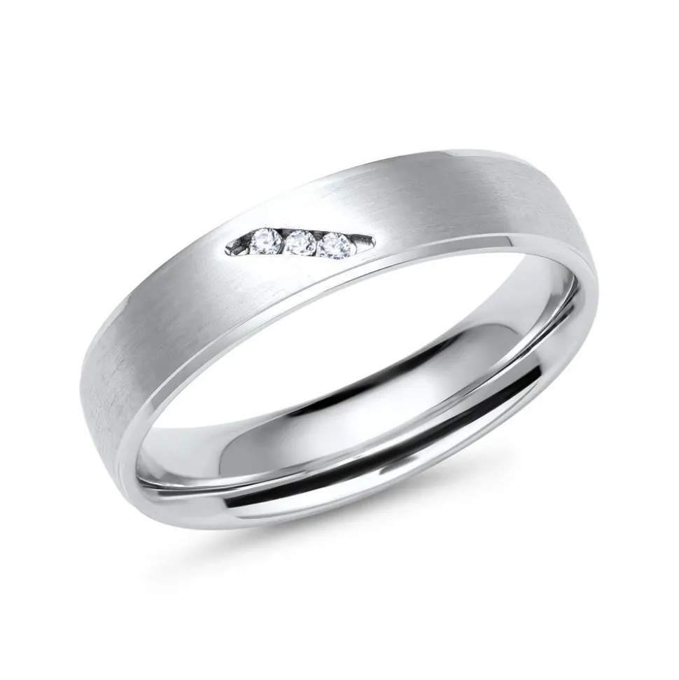 Trauringe aus Weißgold oder Platin mit 3 Diamanten ER0061s