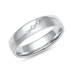 Trauringe aus Weißgold oder Platin mit 3 Diamanten ER0017s