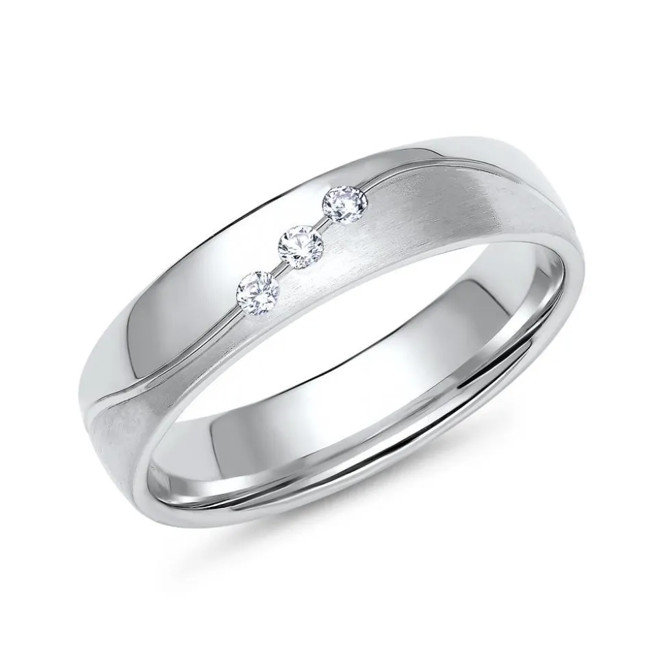 Trauringe aus Weißgold oder Platin mit 3 Diamanten ER0017s