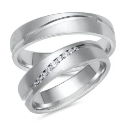 Trauringe aus Weißgold oder Platin mit 9 Brillanten ER0043s