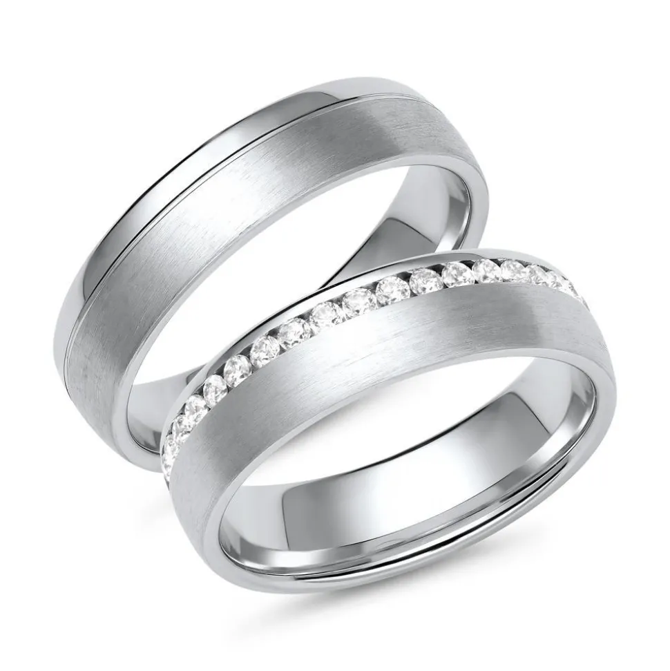 Trauringe aus Weißgold oder Platin mit 39 Diamanten ER0063s