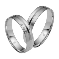 Trauringe aus Weißgold, Platin, Palladium, 3 Brillanten RAU0246-KWs