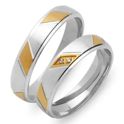 Trauringe 750er Gelb- Weissgold 2 Diamanten EHE0085-7s