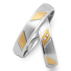 Trauringe 750er Gelb- Weissgold 2 Diamanten EHE0085-7s