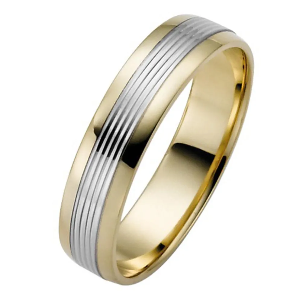 Trauringe Gelb- und Weißgold 5mm 50831