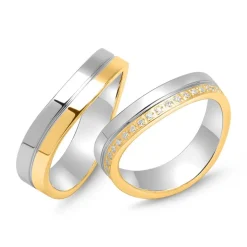 Trauringe Sterlingssilber teilvergoldet R8584s