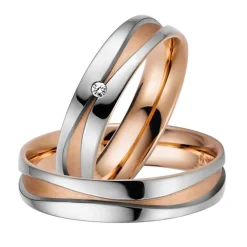 Trauringe Weiß- und Rotgold 5mm 50926