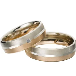 Trauringe Weiß- und Rotgold 6mm 50689