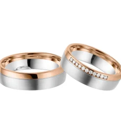 Trauringe Weiß- und Rotgold 6mm 50873