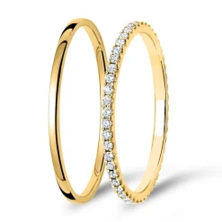 Trauringset aus 14 Karat Gelbgold mit Diamanten ERSET0008