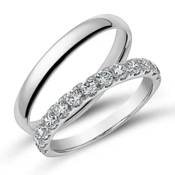 Trauringset aus 14 Karat Weißgold, Lab Grown Diamonds ERSET0004SL