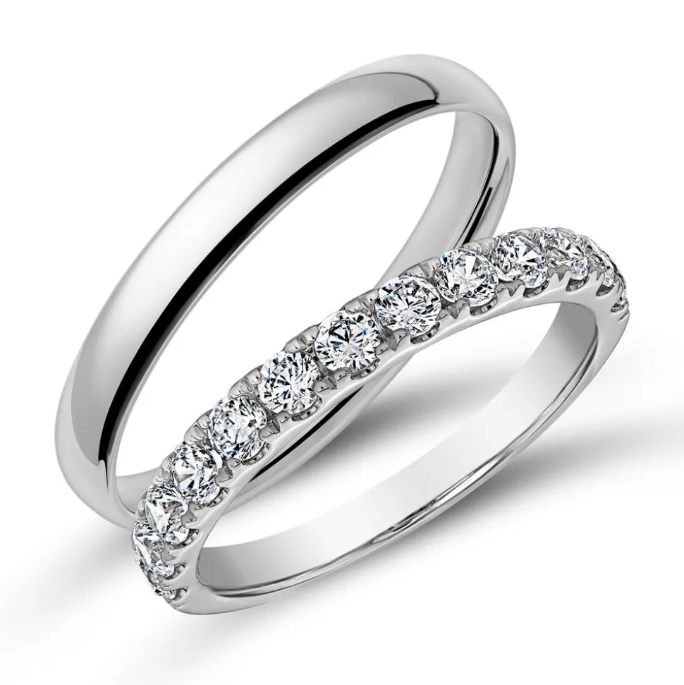 Trauringset aus 14 Karat Weißgold, Lab Grown Diamonds ERSET0004SL