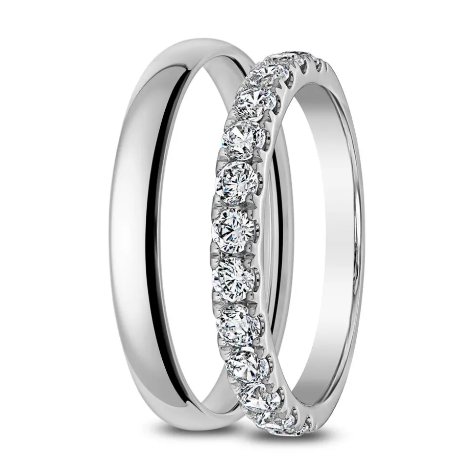 Trauringset aus 14 Karat Weißgold, Lab Grown Diamonds ERSET0004SL