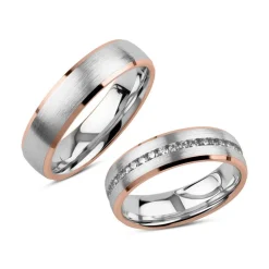 Trauringset aus Sterlingsilber, rosé, gravierbar R8598s