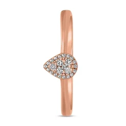 Tropfen Halo-Ring aus Roségold mit Diamanten BDR0055-RSL