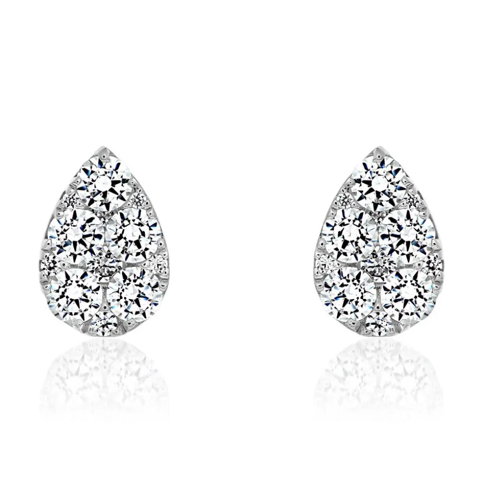 Tropfen Ohrstecker aus Weißgold oder Platin, Diamanten BDE0070-WSL