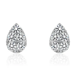 Tropfen Ohrstecker aus Weißgold oder Platin, Diamanten BDE0070-WSL