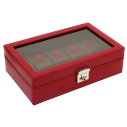 Uhrenkasten Cordoba rot Leder für 10 Uhren 26215-4