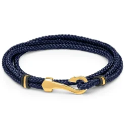 Unisex Armband blau schwarz mit gold Haken TXB0134