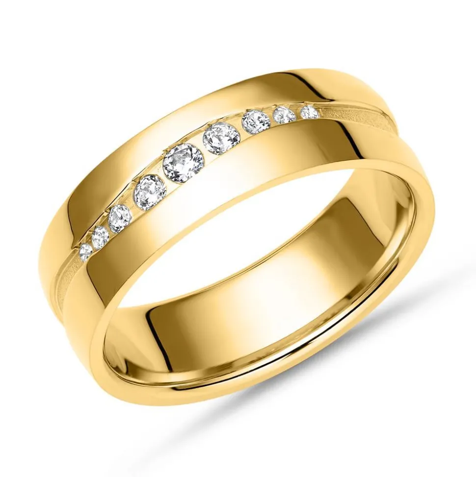 Vergoldeter Vivo 925er Silberring Zirkonia R8549czSL