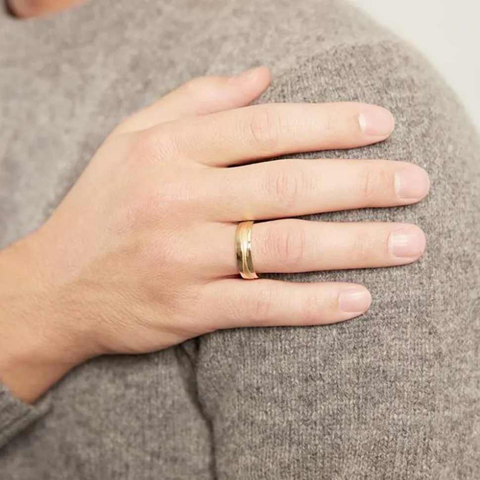 Vergoldeter Vivo Silber Fingerring teilpoliert R8549SL