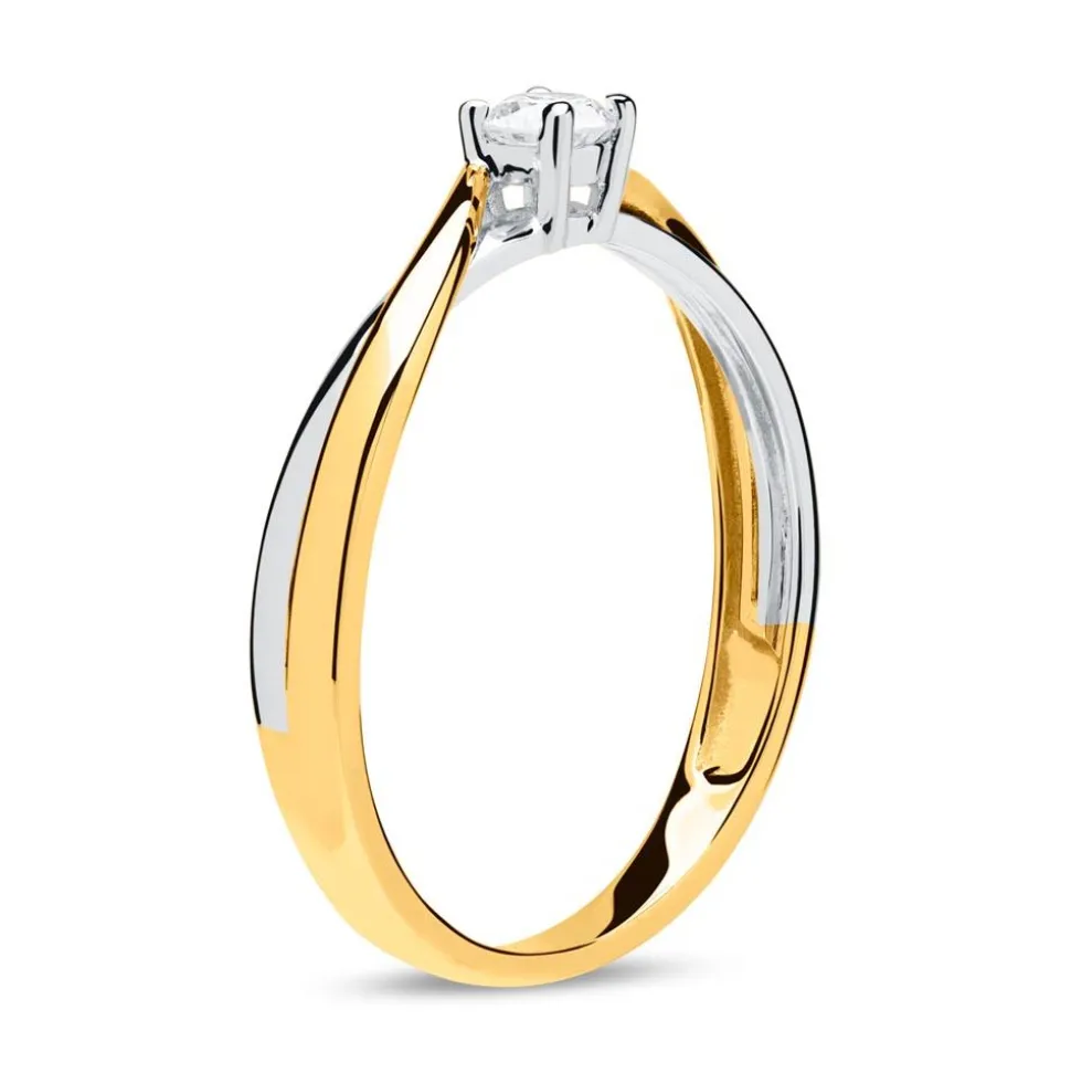 Verlobungsring aus 585er Gelb- und Weißgold mit Diamant DR0432