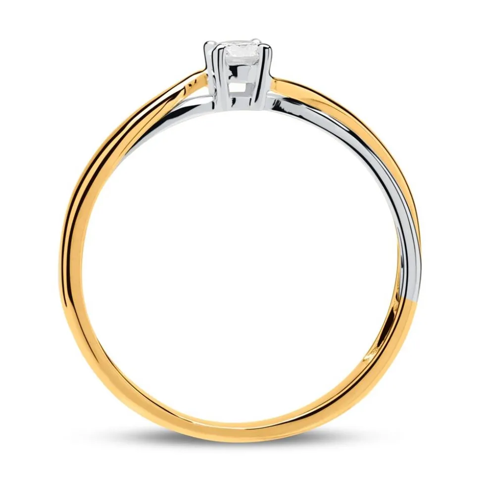 Verlobungsring aus 585er Gelb- und Weißgold mit Diamant DR0432