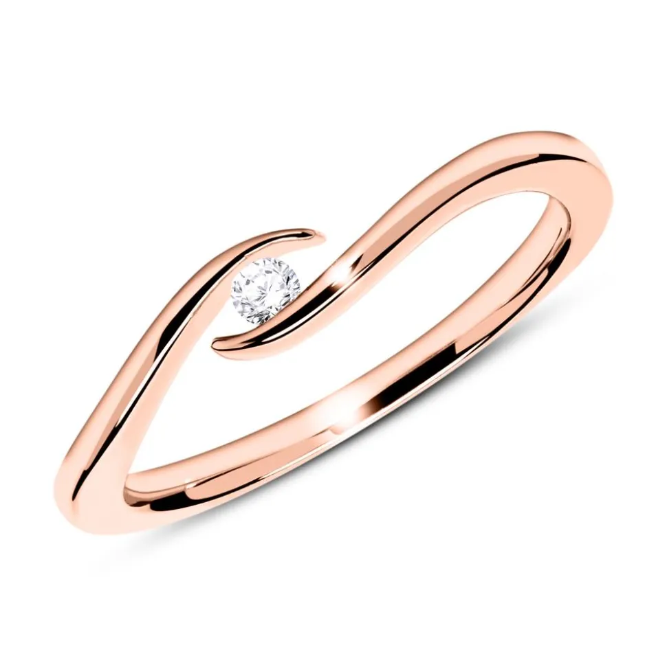 Verlobungsring aus 585er Roségold mit Diamant 0,05 ct. VR0213SL