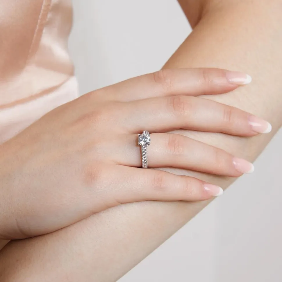 Verlobungsring mit Diamanten aus Weißgold oder Platin BDR0005-WSL