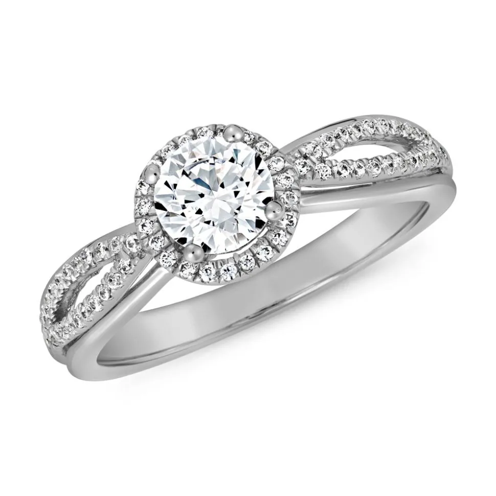 Verlobungsring mit Diamanten aus Weißgold oder Platin BDR0013-WSL