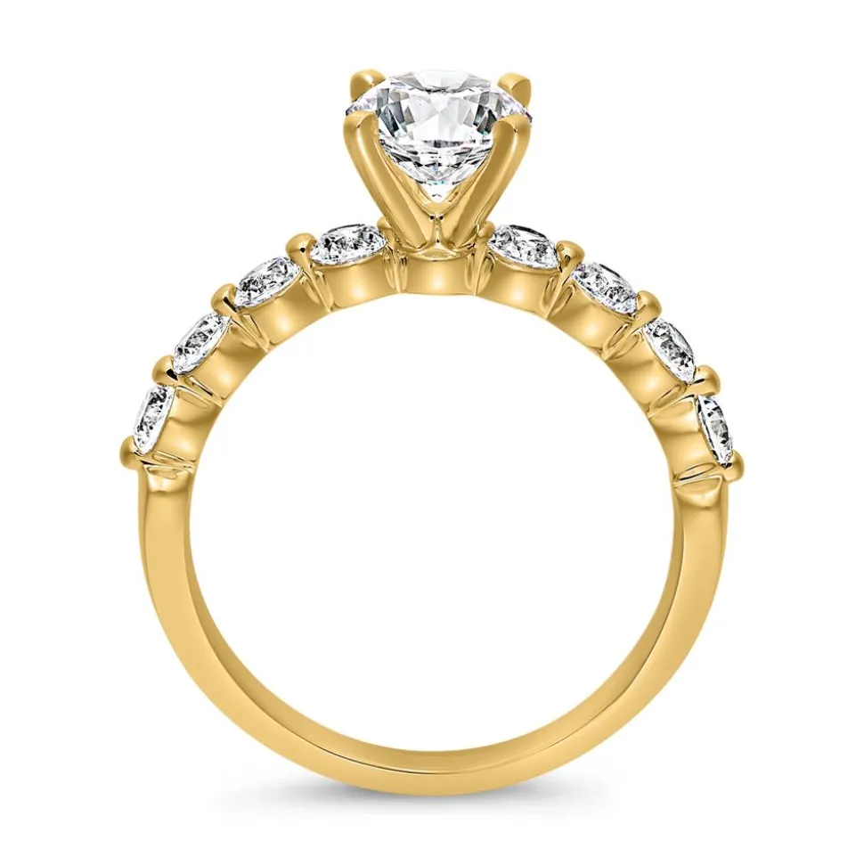 Verlobungsring mit Diamantbesatz aus Gelbgold BDR0035-GSL