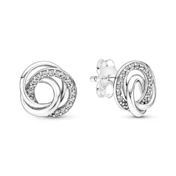 Verschlungene Kreisohrstecker, 925er Silber, Zirkonia 291076C01