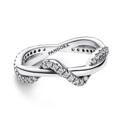 Verschlungene Wellen Ring aus Sterlingsilber, Zirkonia 193098C01