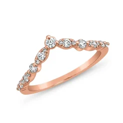 V-förmiger Ring für Damen aus Roségold, Diamanten BDR0045-RSL