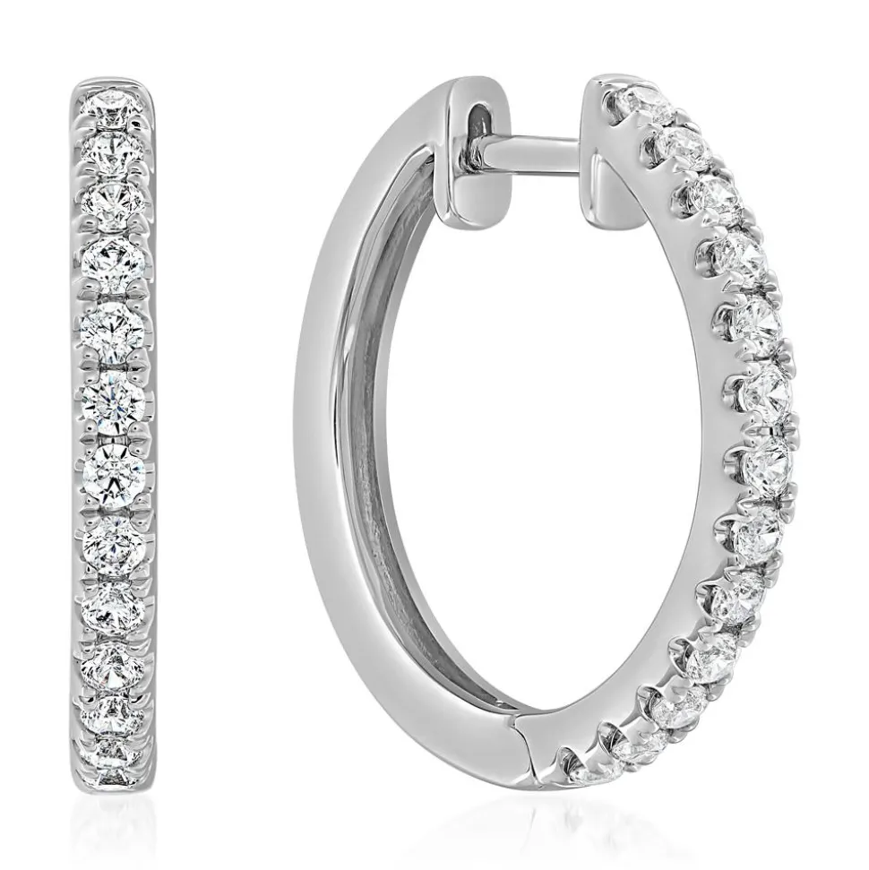 Weißgold oder Platin Creolen für Damen mit Brillanten BDE0087-WSL