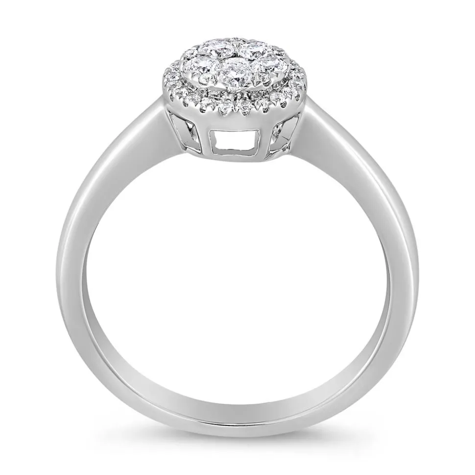 Weißgold oder Platin Halo-Ring mit Brillanten BDR0058-WSL