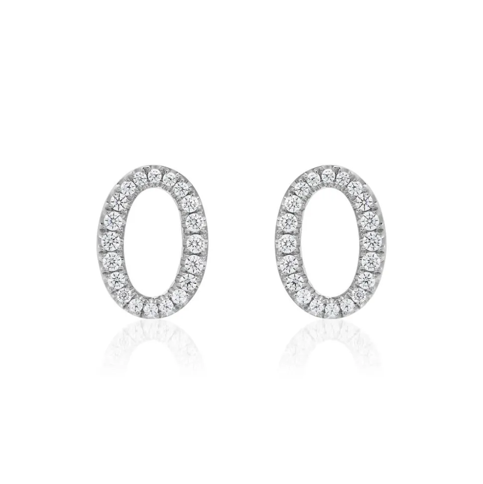 Weißgold oder Platin Ohrstecker mit Diamanten, Lab BDE0049LG-WSL