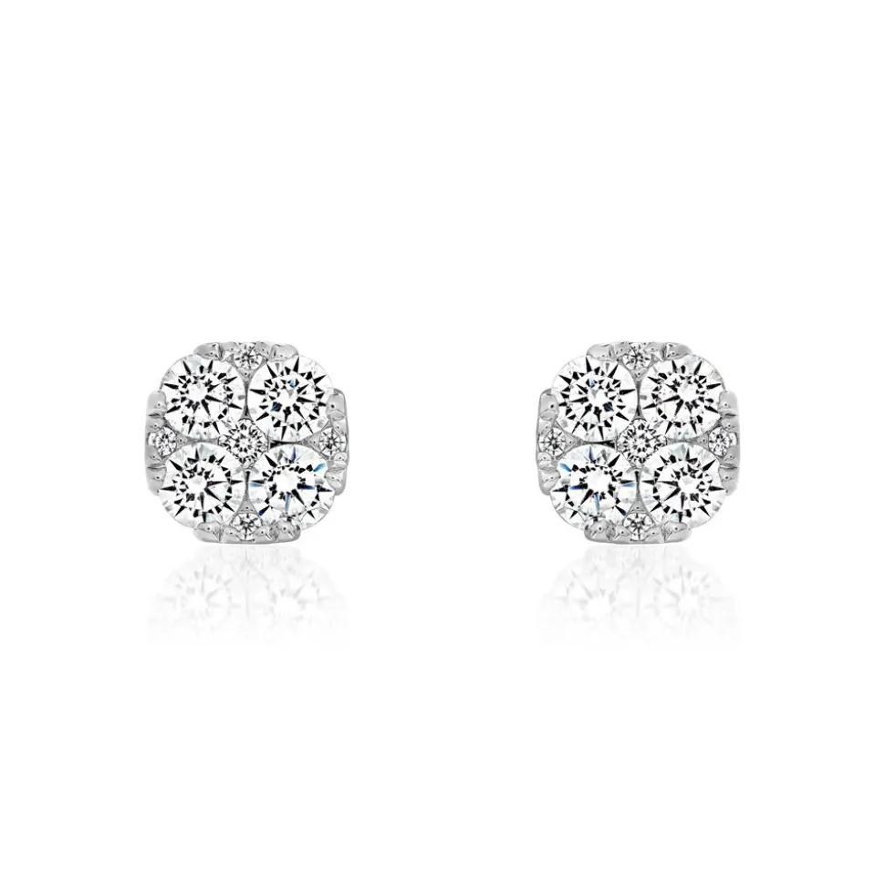 Weißgold oder Platin Ohrstecker mit Lab Brillanten BDE0072LG-WSL