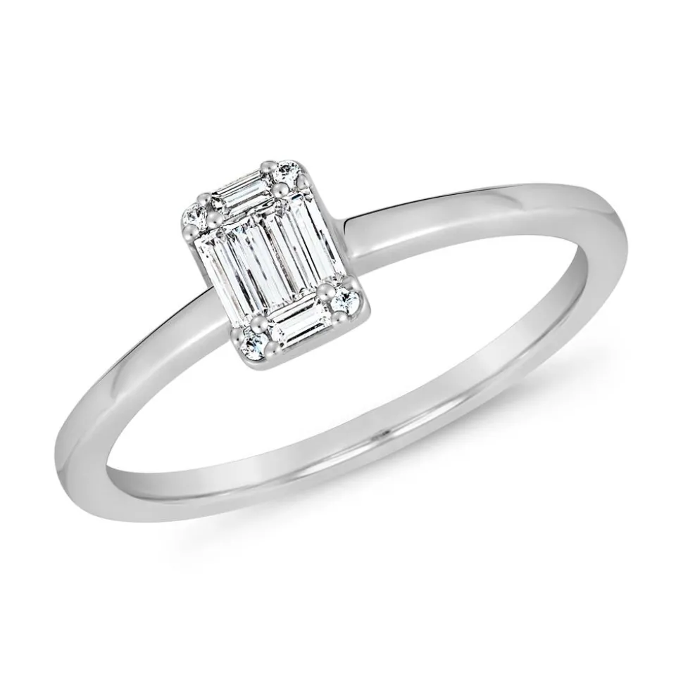 Weißgold oder Platin Ring für Damen mit Diamanten BDR0043-WSL