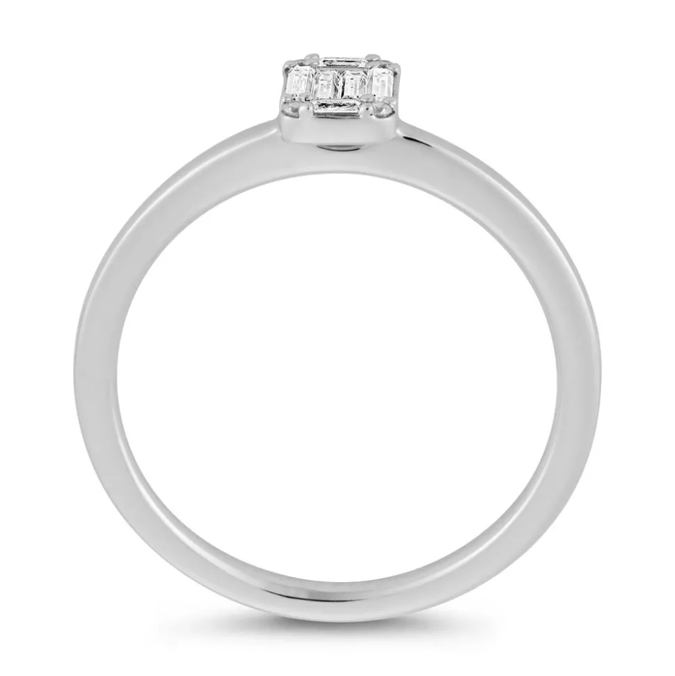 Weißgold oder Platin Ring für Damen mit Diamanten BDR0043-WSL