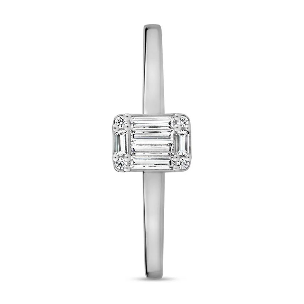 Weißgold oder Platin Ring für Damen mit Diamanten BDR0043-WSL